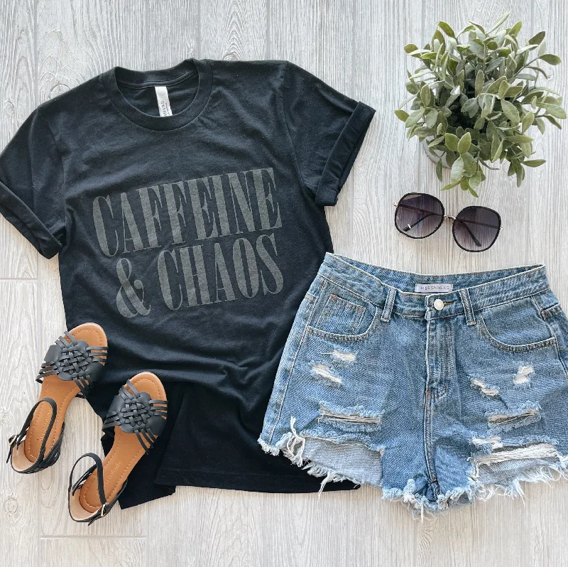 Women's Yoga Tops with Stretchy Fit -Caffeine and Chaos • Tonal Tee
