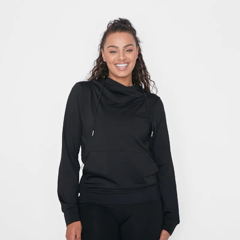 Comfortable Yoga Tops for Hot Yoga Practice -Cali Hoodie - Black - FINAL SALE