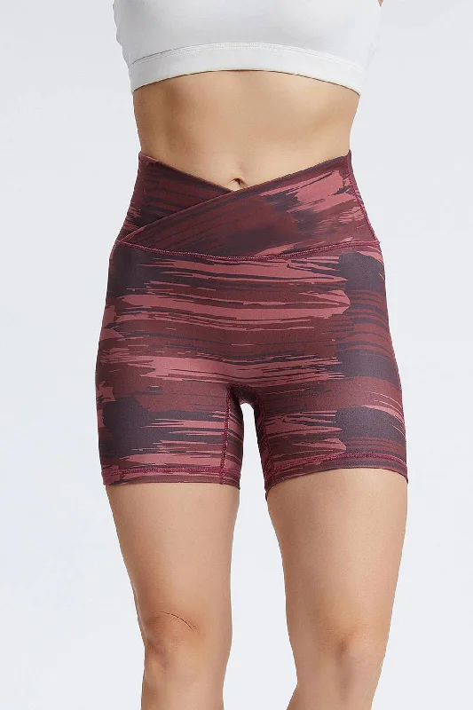 Yoga Shorts for Comfort and Movement -Camo High Waist Crossover Shorts