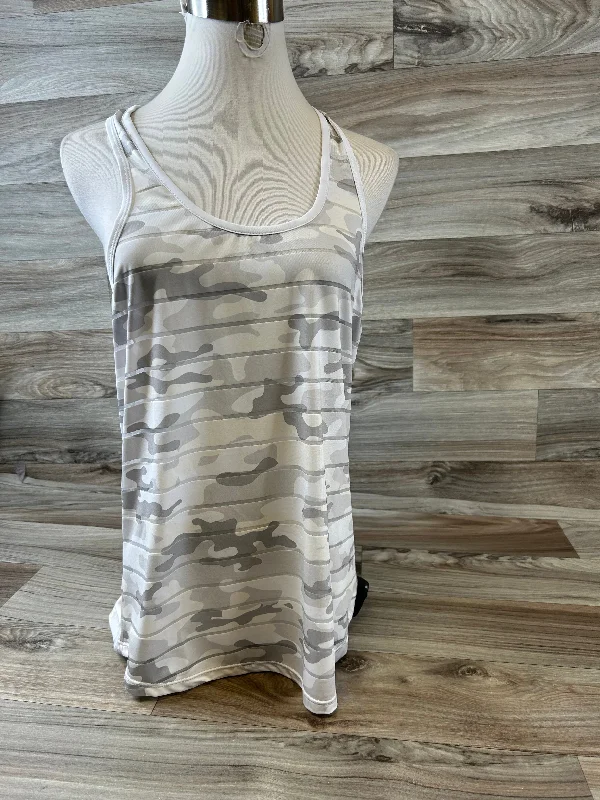 Women's Yoga Tops with Mesh Panels -Camouflage Print Athletic Tank Top Zyia, Size M