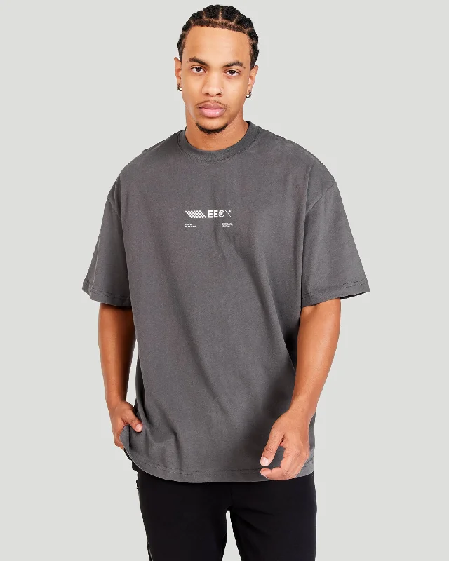 Tank Style Yoga Tops -Capital V2 Oversized Tee - Cool Slate