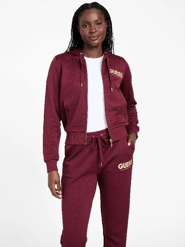 Yoga Shorts for Mobility and Strength -Casandra Jacquard Zip Hoodie