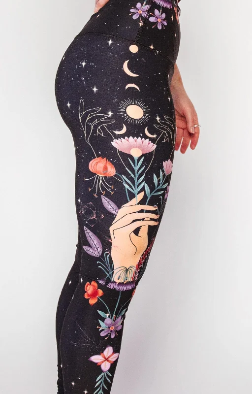 Soft Yoga Pants for Relaxation -Celestial Timing Printed Yoga Leggings
