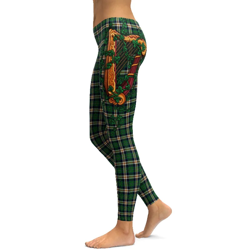 Breathable Full-Length Yoga Pants -Celtic Harp Leggings