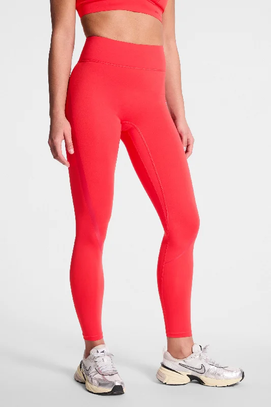 Supportive Yoga Pants for Pilates -Center Stage Contrast Legging - Lollipop/tango Red