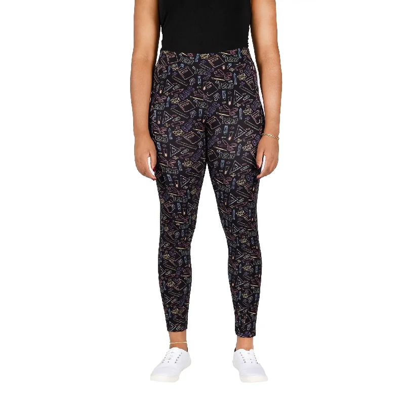 Yoga Pants for Flexibility and Balance -Chalkboard STEAM Adults Leggings with Pockets [FINAL SALE]