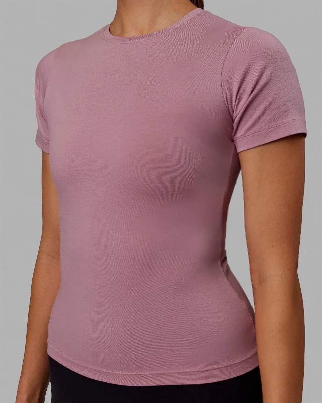 Yoga Tops for Hot Weather -Charge PimaFLX-Lite Fitted Tee - Cosmetic Pink