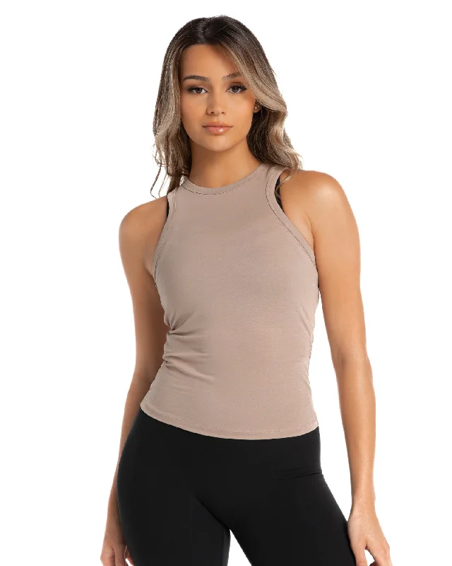 Women's Yoga Tops for Active Sessions -Charm Singlet - Taupe