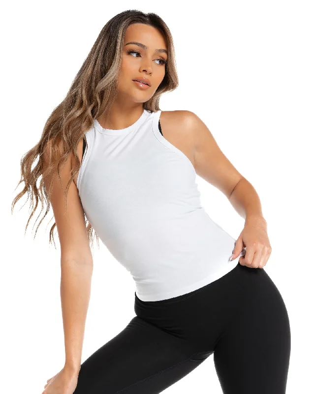 Supportive Yoga Tops for Poses -Charm Singlet - White