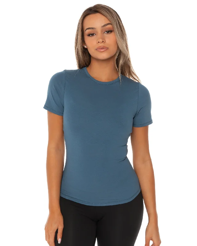 Yoga Tops for Flexibility and Endurance Training -Charm Tee - Blue