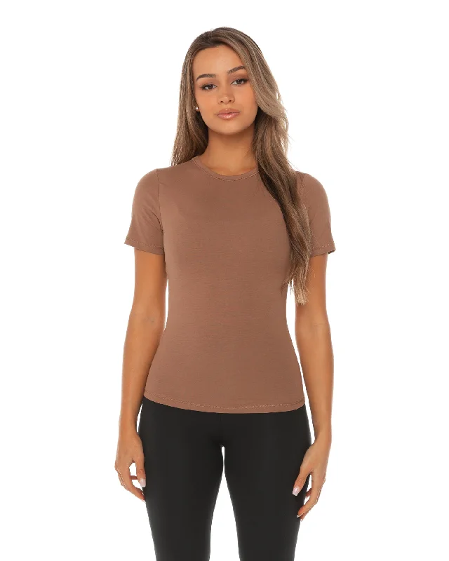 Stretch Yoga Tops for Flexibility -Charm Tee - Brown