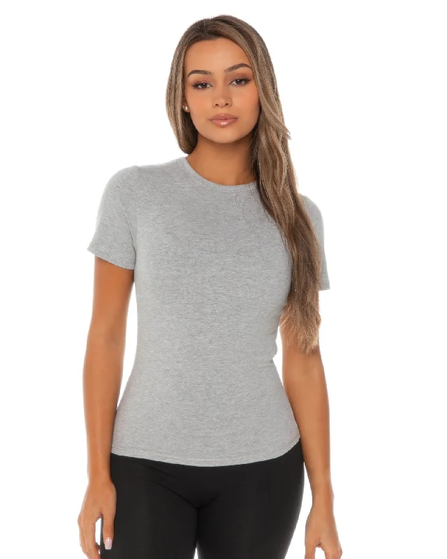 Yoga Tops with Moisture-Wicking Technology -Charm Tee - Grey