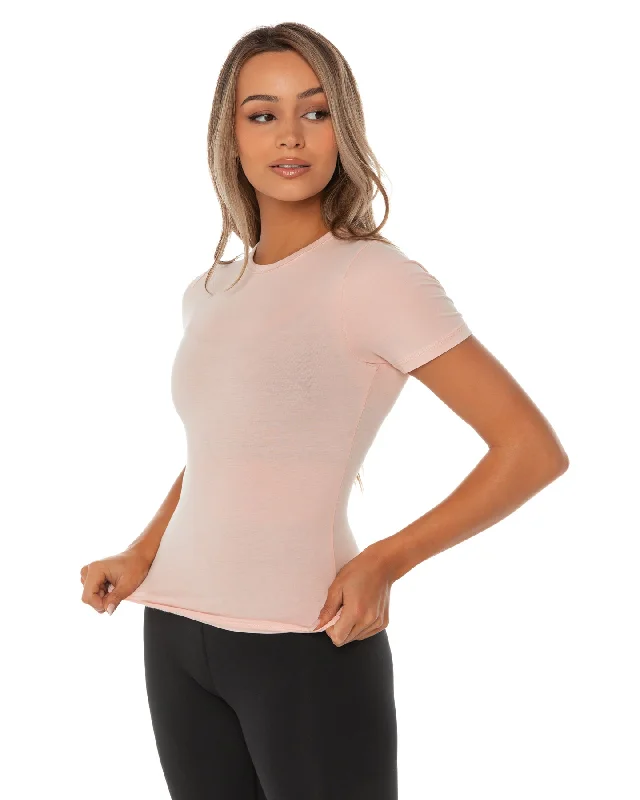 Yoga Tops with Relaxed Fit for Everyday Wear -Charm Tee - Pink