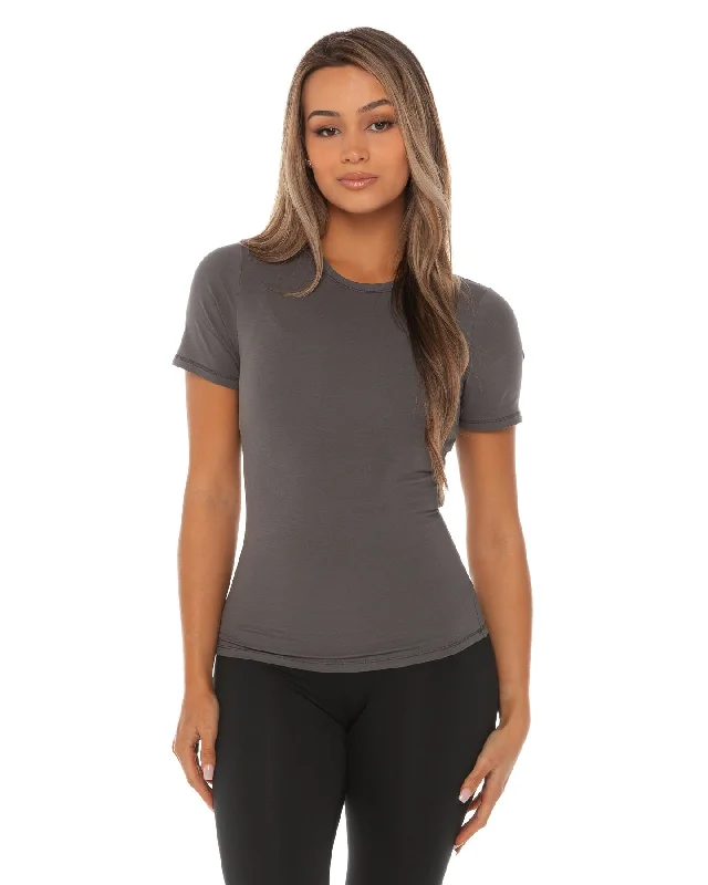 Comfortable and Stylish Yoga Tops for Women -Charm Tee - Slate