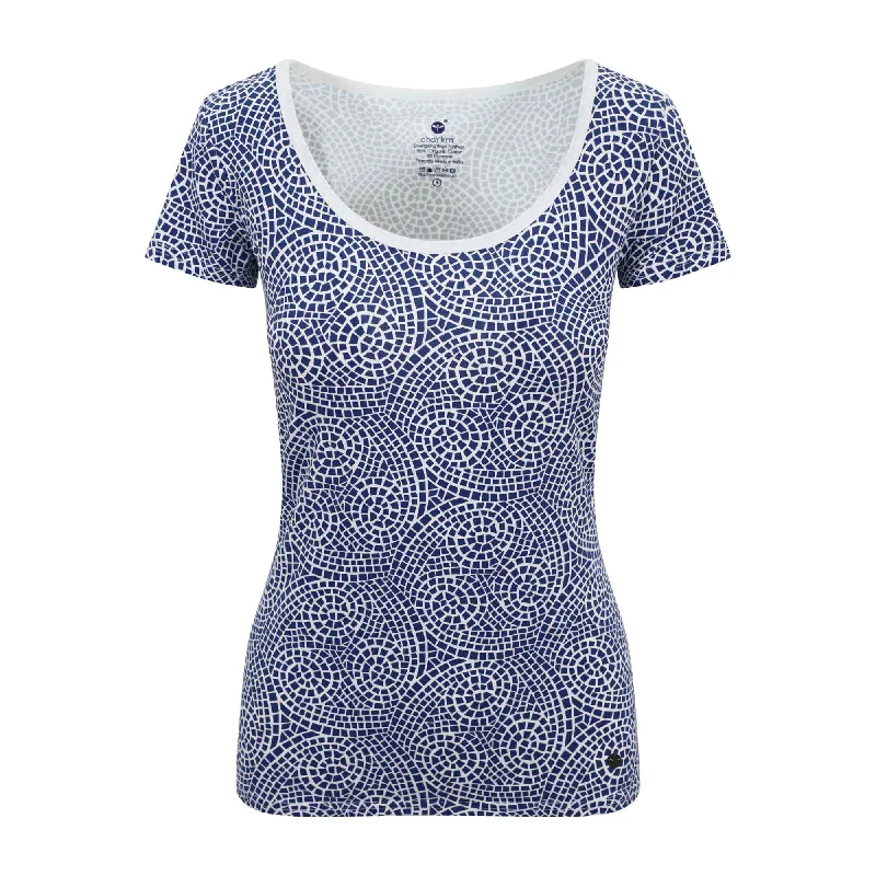 Yoga Tops for Comfortable and Flexible Movement -Chakra Energy Tee Blue