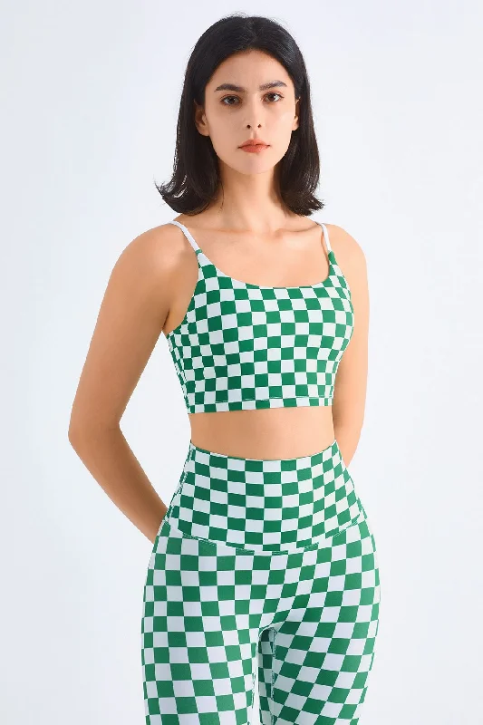 Yoga Bar with Natural Ingredients -Checkerboard Spaghetti Straps Sports Bra