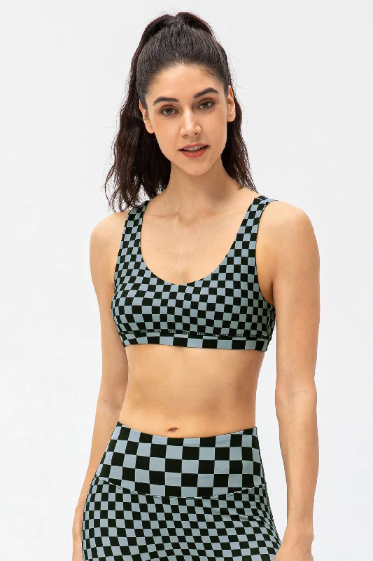 Yoga Bars for Natural Energy Boost -Checkerboard Sports Bras Light Support