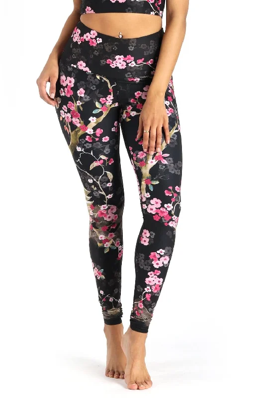 Comfortable Yoga Pants for Flexibility -Cherry Bloomin Printed Yoga Leggings