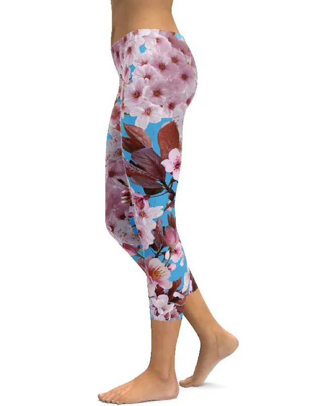 Soft, Flexible Yoga Pants for Flexibility -Cherry Blossom Capris