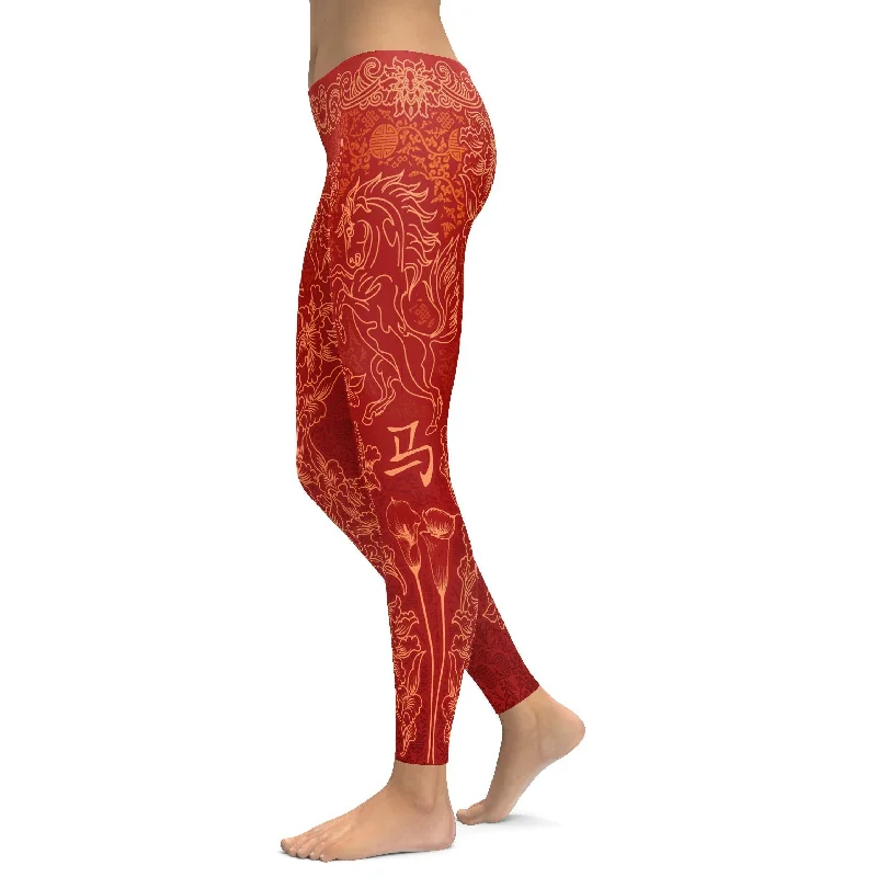 Slim Fit Yoga Pants -Chinese Zodiac Horse Leggings