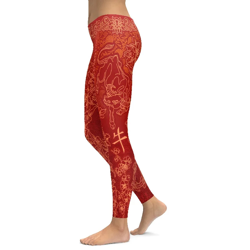 Yoga Pants for Performance -Chinese Zodiac Ox Leggings