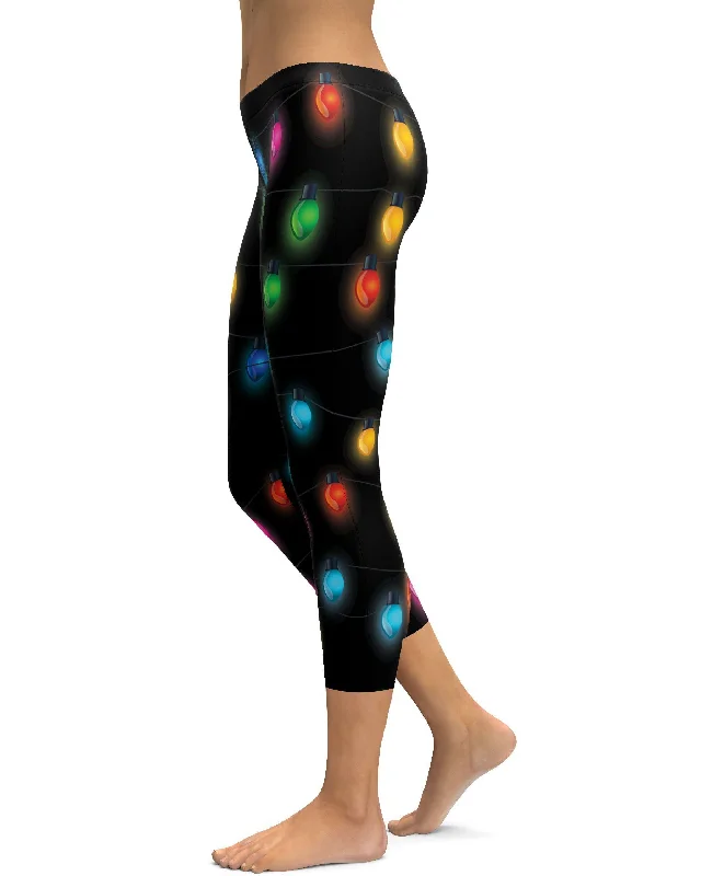 Full-Length Compression Yoga Pants -Christmas Lights Capris