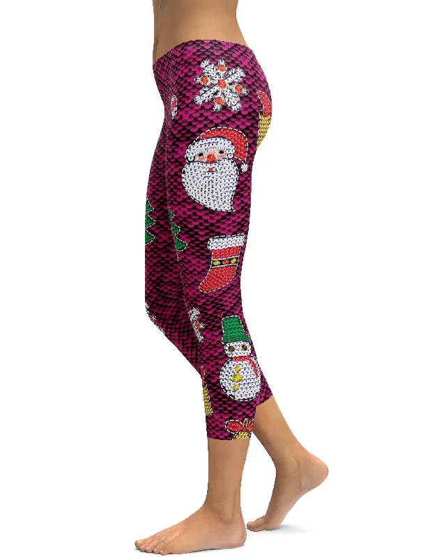 Premium Yoga Pants for Practice -Christmas Paillette Capris