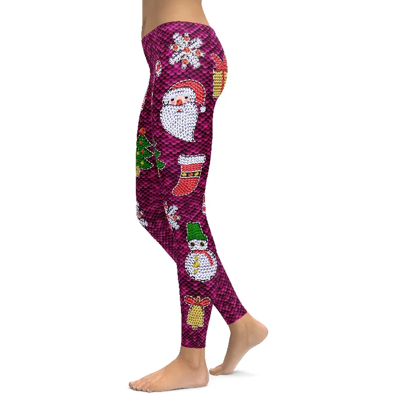 High-Waisted Yoga Pants for Full Comfort -Christmas Paillette Leggings