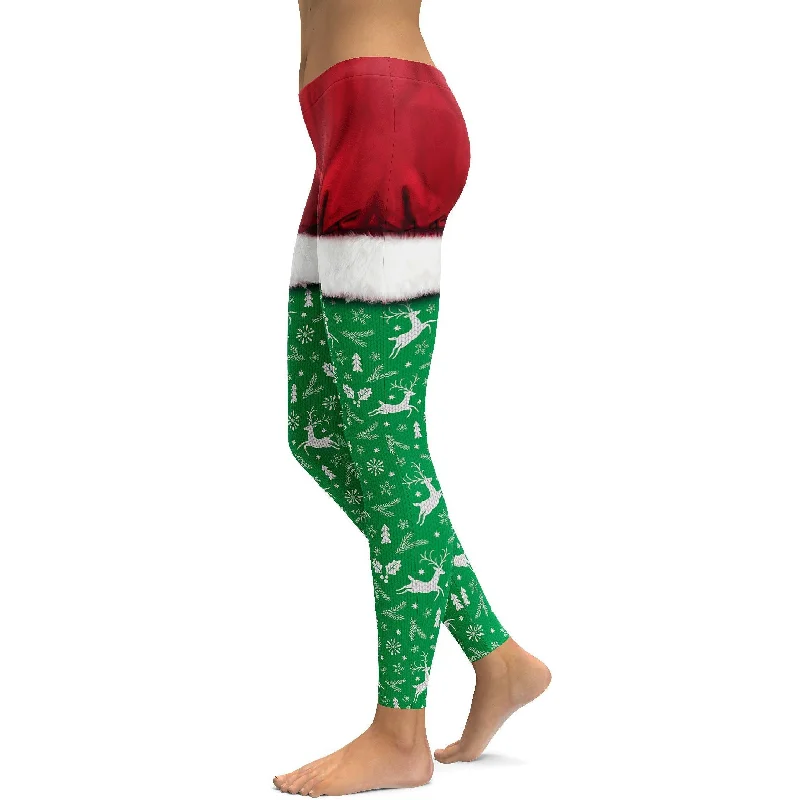 Yoga Pants for Meditation -Christmas Shorts & Reindeer Pattern Leggings