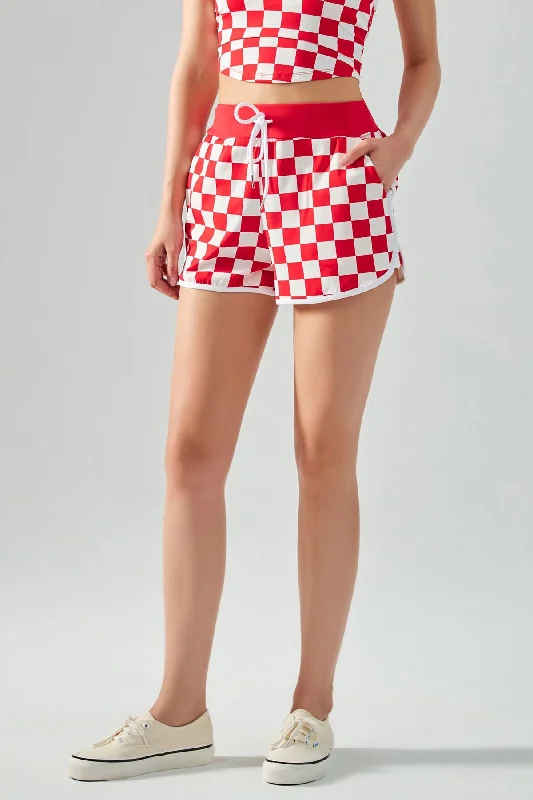 Yoga Shorts for Endurance and Flexibility -Classic Checkerboard Dolphin Shorts