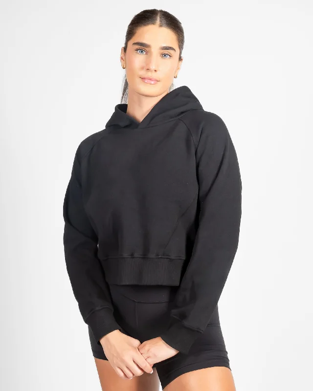 Yoga Tops for Yoga and Pilates -Classic Cropped Hoodie - Black