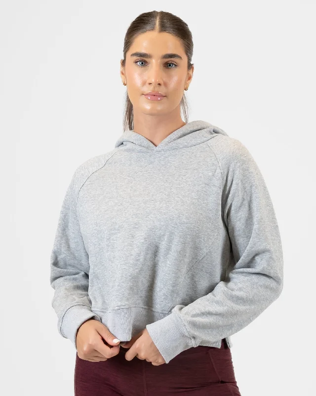 Seamless Yoga Tops for Comfort and Flexibility -Classic Cropped Hoodie - Heathered Gray Seamless Yoga Tops for Comfort and Flexibility -Classic Cropped Hoodie - Heathered Gray