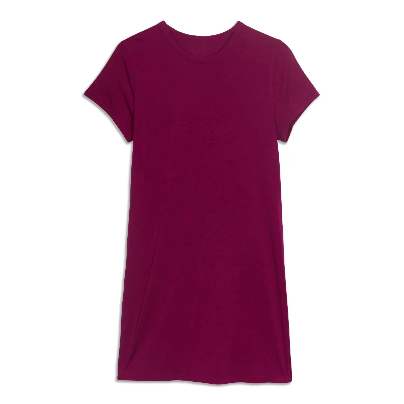 Yoga Tops for Better Posture Support -Classic-Fit Cotton-Blend T-Shirt Dress