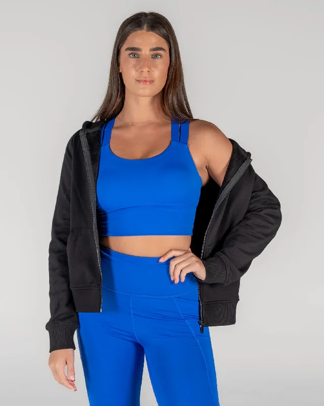 Zip-Up Yoga Tops for Extra Support -Classic Full-Zip Hoodie - Black