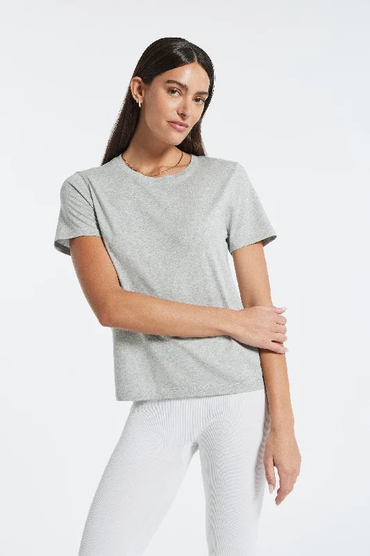Yoga Tops for Stretching and Strength -Cooper Classic Cotton Modal Tee - Heather Grey
