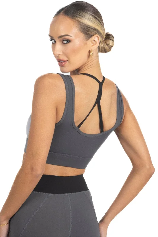 Yoga Tops for Strengthening Exercises -Cleo Color Block Activewear Sportsbra in Black Yoga Tops for Strengthening Exercises -Cleo Color Block Activewear Sportsbra in Black
