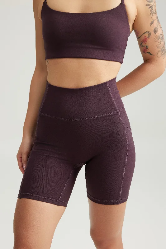 Yoga Shorts for Flexibility and Core Strength -Pocket Shorts (Biker 6") in Grape