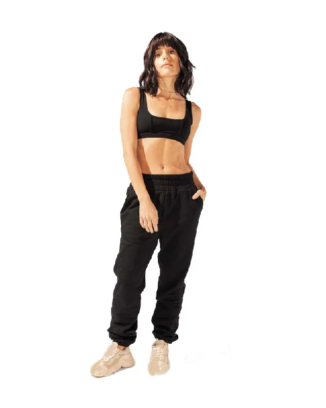 Yoga Pants for Hot Yoga -Cloud Rollover Sweatpant - Black