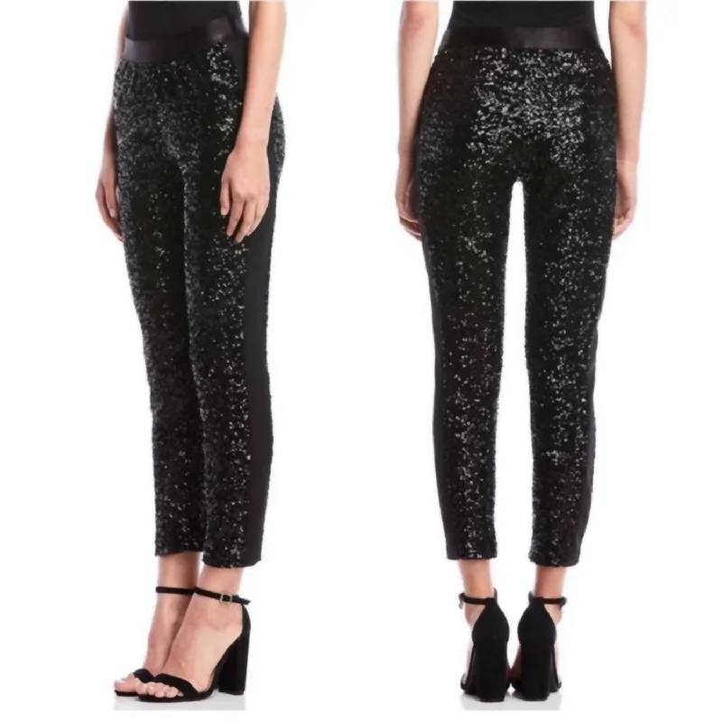 Comfortable Yoga Shorts for Stretching and Poses -Coco Sequin Pants In Black