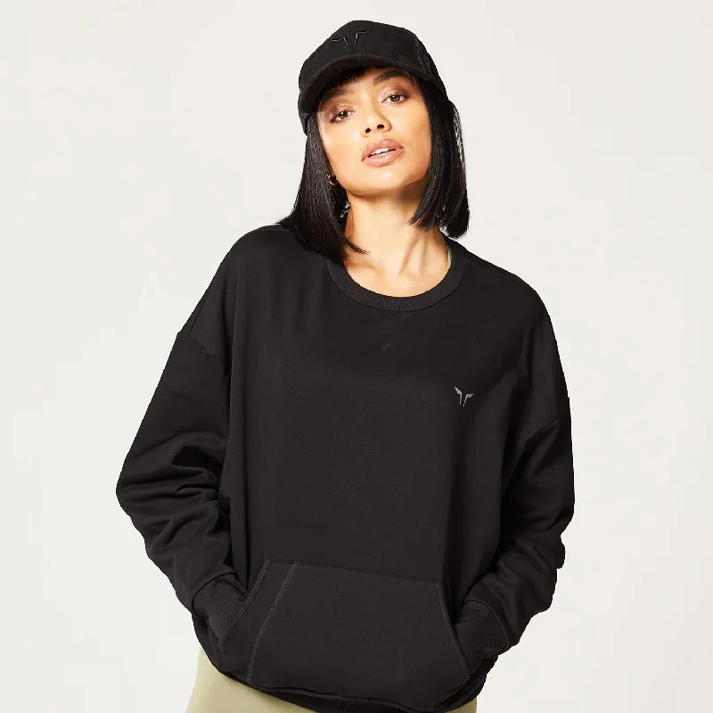 Women's Yoga Tops with Mesh Panels -Code After Class Sweatshirt - Black