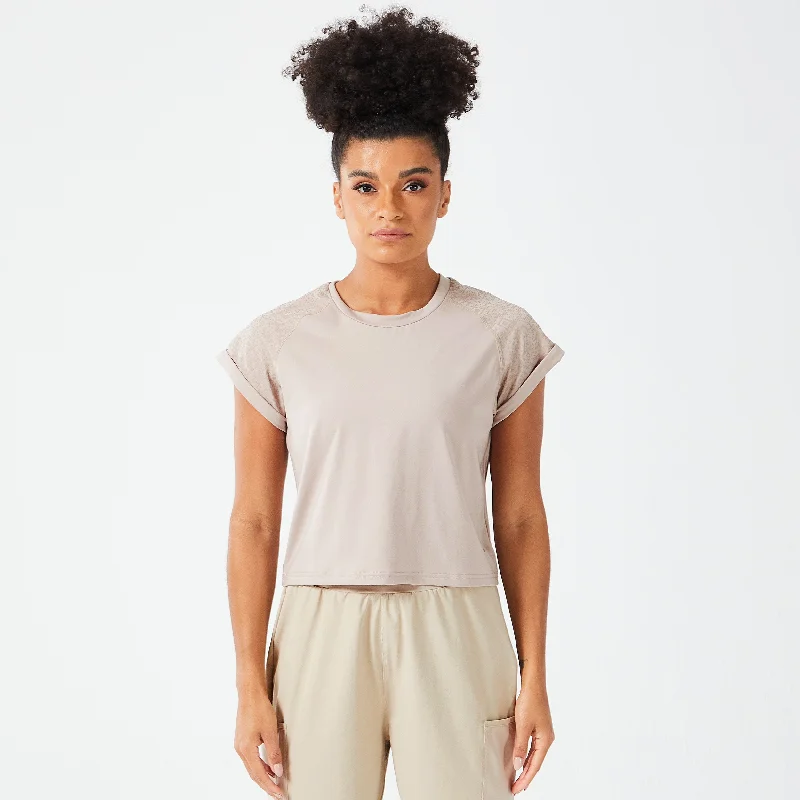 Stylish Yoga Tops for Fitness Classes -Code Boxy Tee - Cobblestone