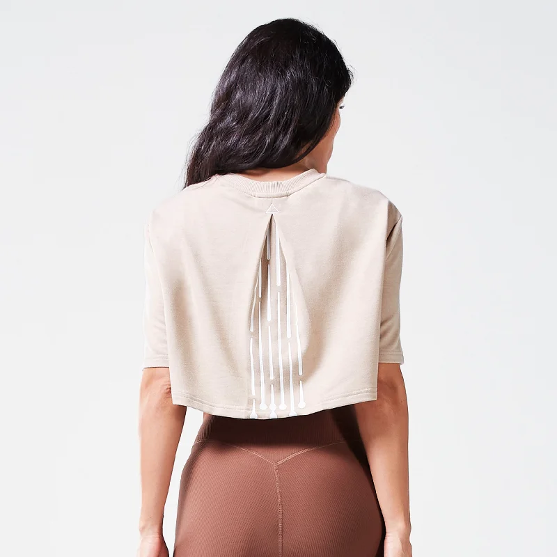 Comfortable Yoga Tops for Yoga and Pilates -Code Mystery Crop Tee - Cobblestone Marl