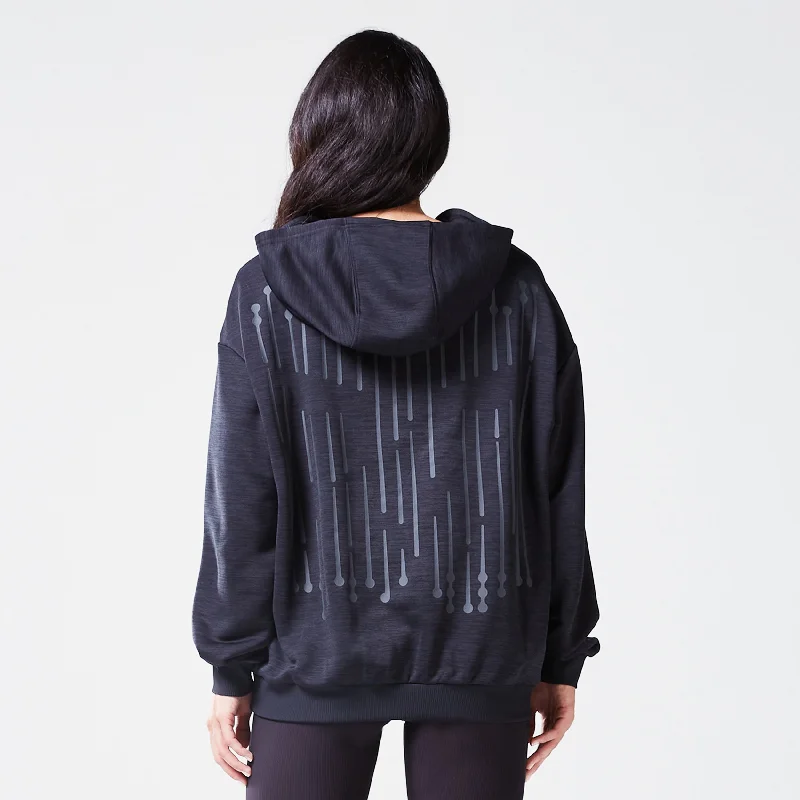Yoga Tops for All-Day Comfort -Code Oversized Drip Hoodie - Black Marl