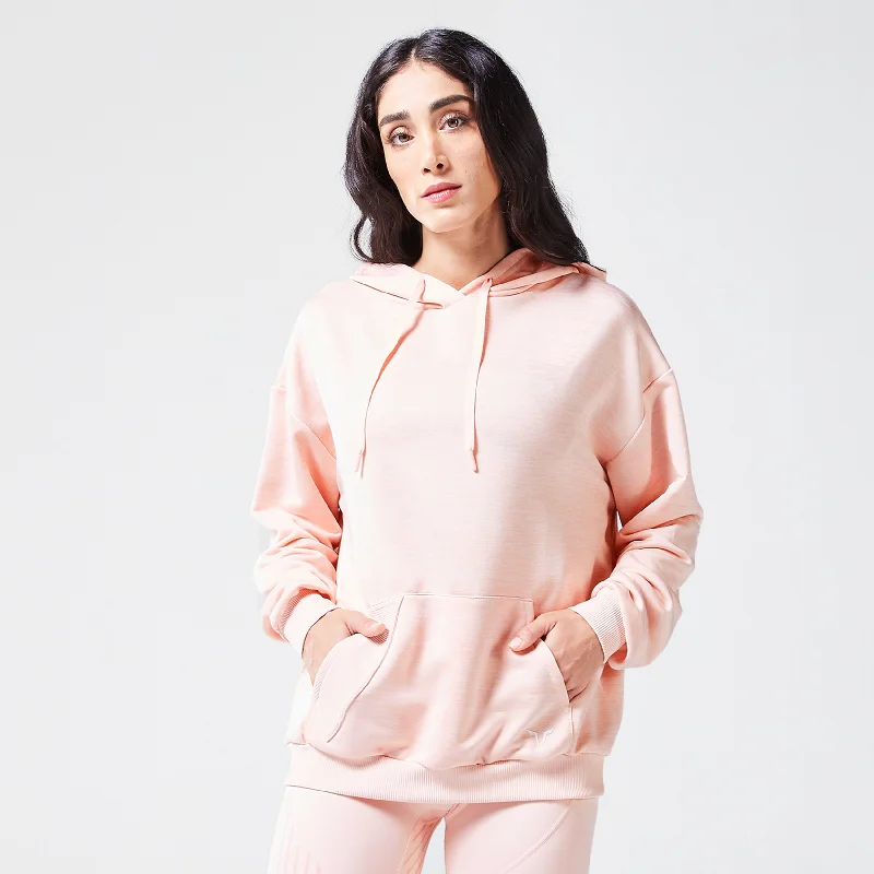 Yoga Tops with Relaxed Fit for Comfort -Code Oversized Drip Hoodie - Peach Whip Marl