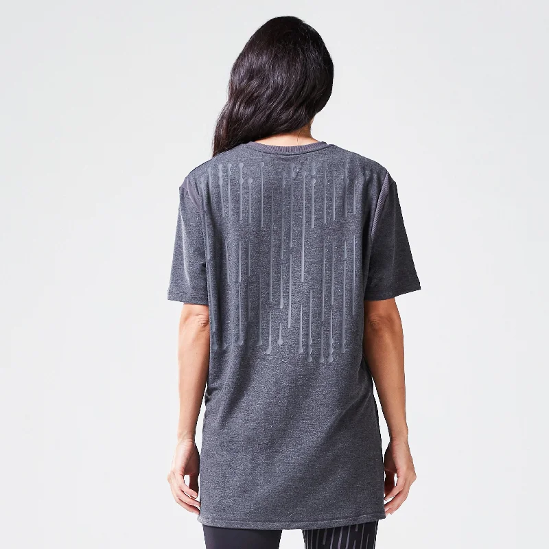 Yoga Tops for Full Support -Code Oversized Drip Tee - Black Marl