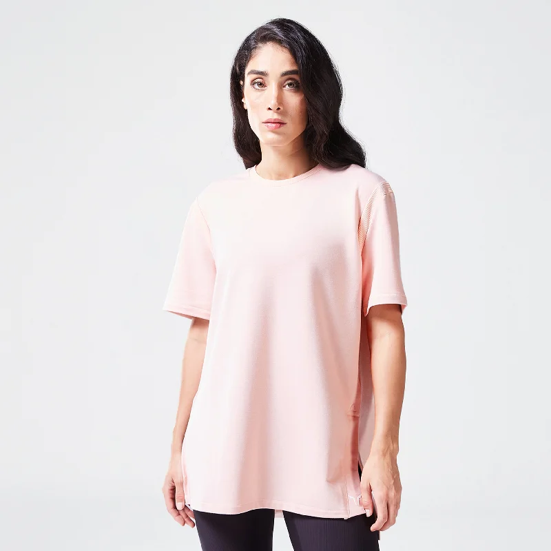 Yoga Tops for Studio and Training -Code Oversized Drip Tee - Peach Whip Marl