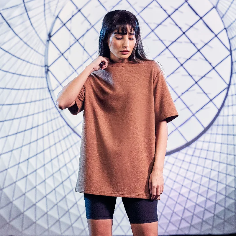 Yoga Tops for Relaxed Fit and Flexibility -Code Oversized Live in Tee - Aztec Marl