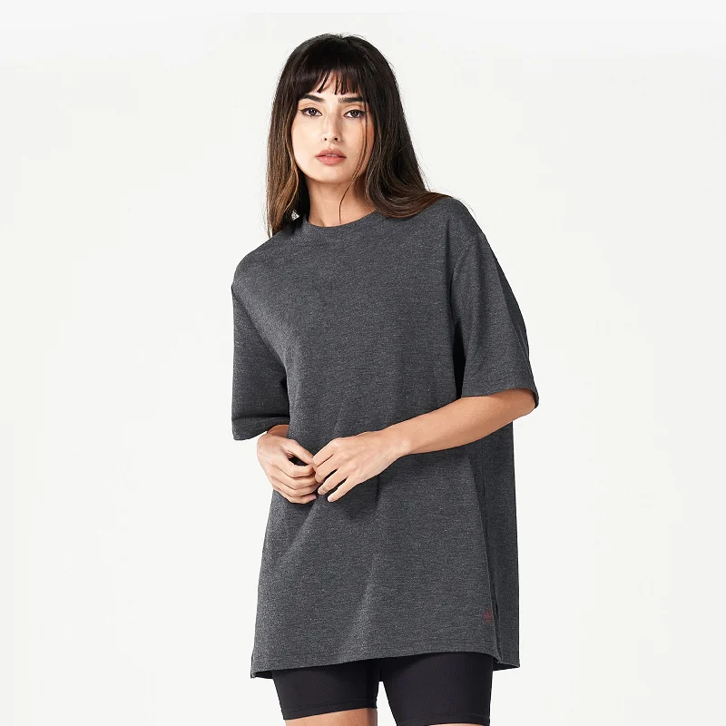 Stylish Yoga Tops for Fitness Enthusiasts -Code Oversized Live in Tee - Black Marl