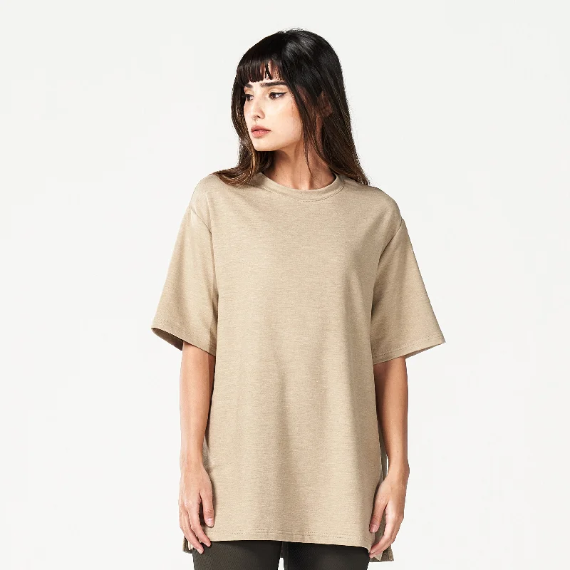 Yoga Tops for Yoga and Exercise Classes -Code Oversized Live in Tee - Sand Marl