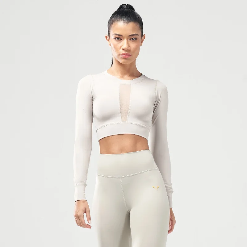 Yoga Tops for Running and Fitness -Code Power Crop Top - Willow Grey